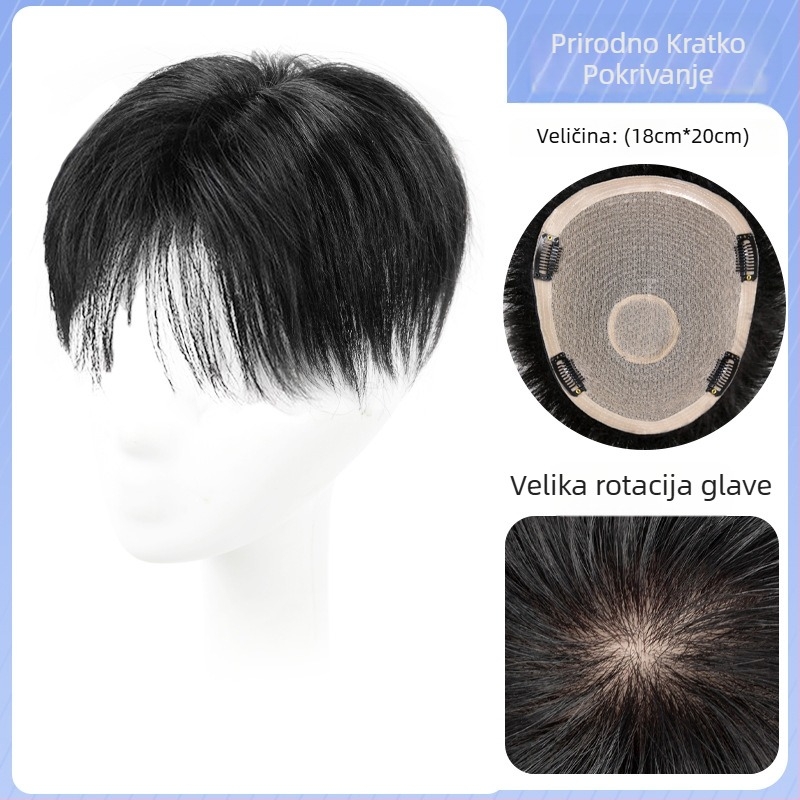 Star smile Muška kratka wig s potpuno ručno tkanim gornjim dijelom, 100% ljudske dlake, model 1820