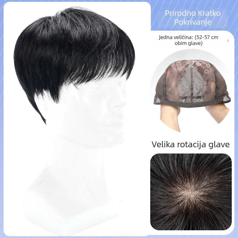 Star smile Muška kratka wig s potpuno ručno tkanim gornjim dijelom, 100% ljudske dlake, model 1820