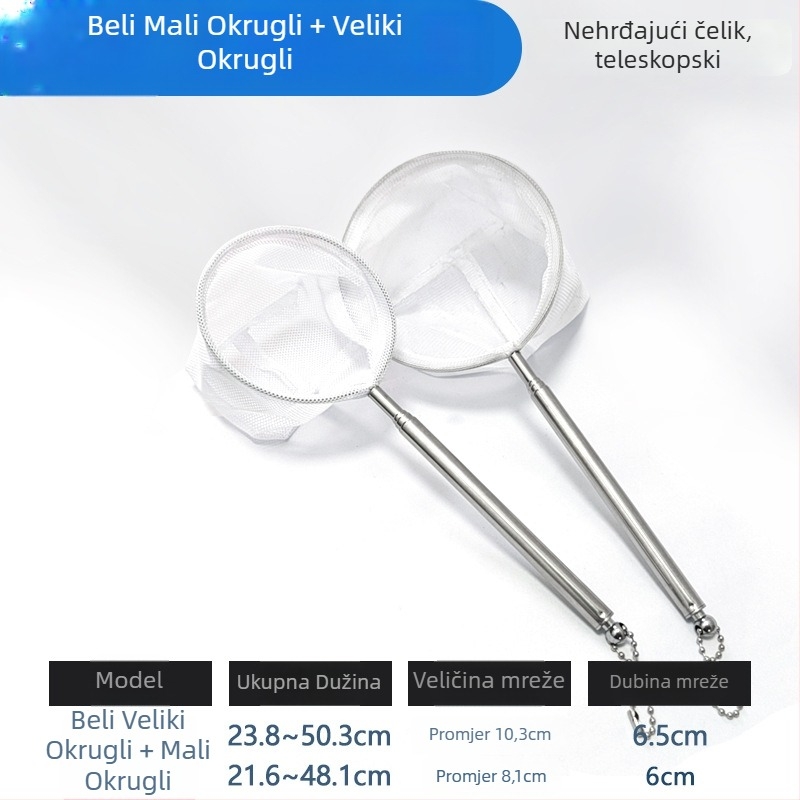 Teleskopska mreža za akvarij od nehrđajućeg čelika, gusta mreža, za ribe i kornjače