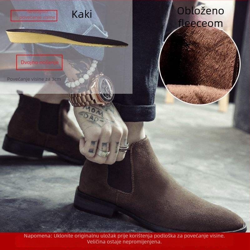 Muške Chelsea čizme s oštrim vrhom, niskog kroja, gumasta pot, gornji dio od obrnuto telećeg velura (protuklizanje)