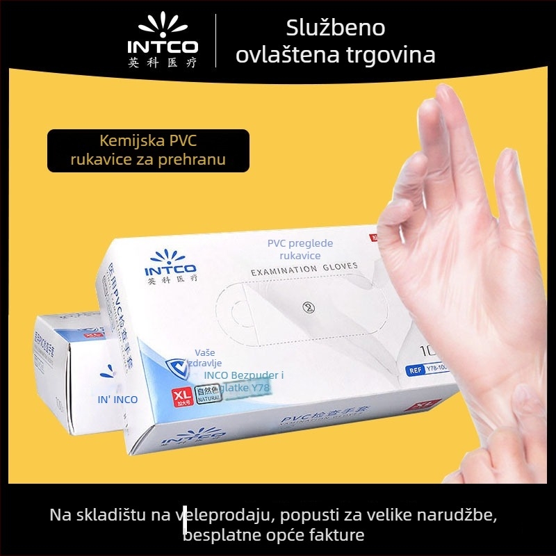 Yingke PVC jednokratne rukavice za prehrambenu obradu i svakodnevnu higijenu – prehrambena klasa, odobrenje Wanhuai stroja br. 20200001
