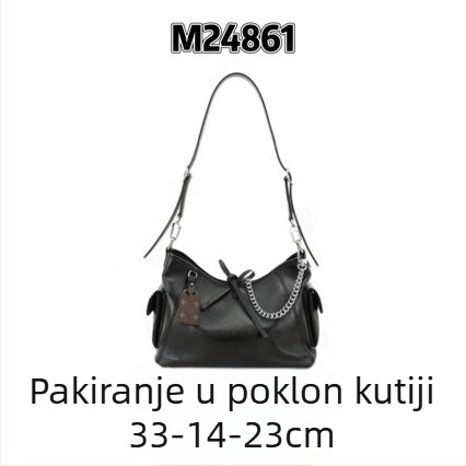 Kožna crossbody torba preko ramena, horizontalan kvadratni oblik, unutarnja džep sa zipom, zatvaranje šnalom