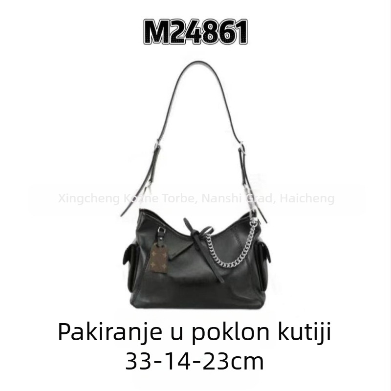 Kožna crossbody torba preko ramena, horizontalan kvadratni oblik, unutarnja džep sa zipom, zatvaranje šnalom