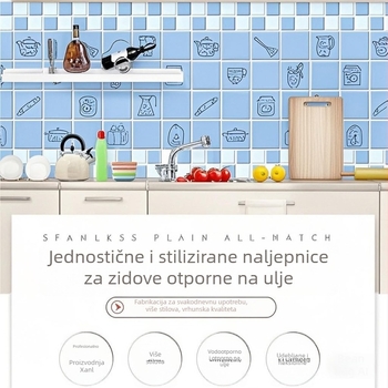 Zidna naljepnica za kuhinju – PET materijal, otporna na ulje, otporna na visoke temperature, otpornost na vlagu, moderan dizajn