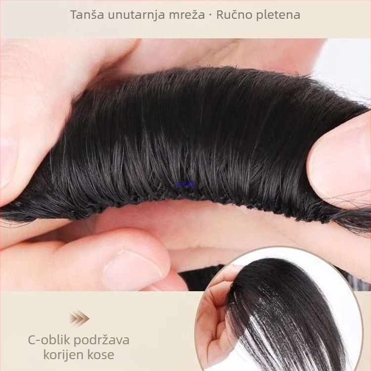 Huang you Muška perika od pravih ljudskih vlasi – pokriva čelo pri gubitku kose