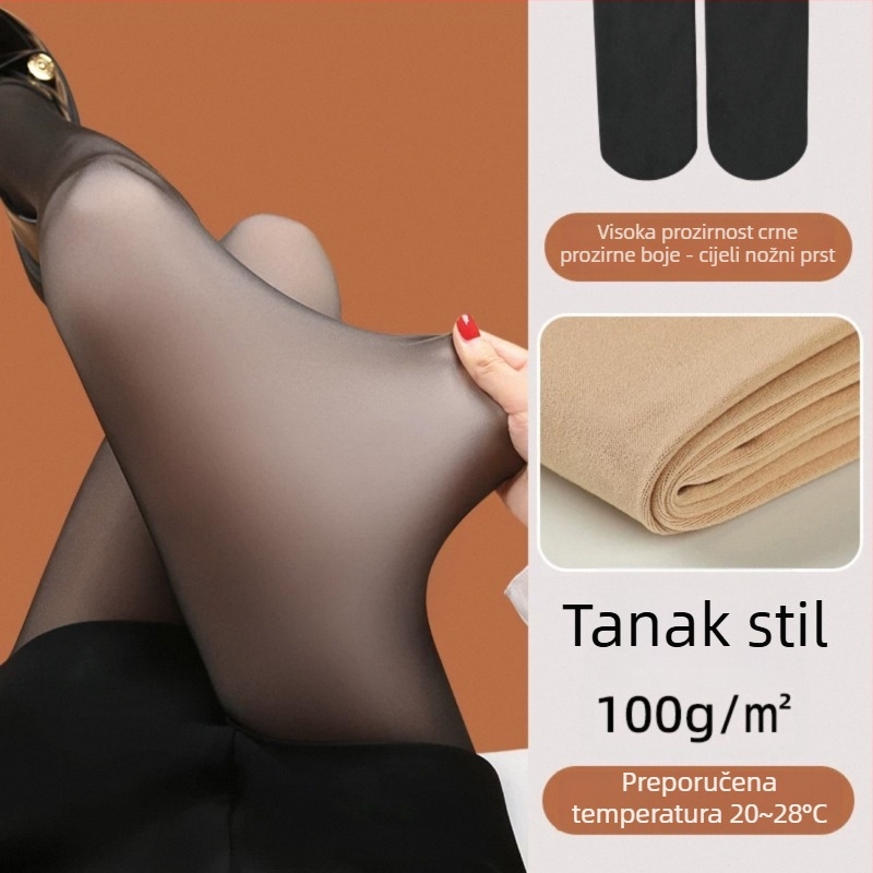Visoko podignute ženske leggings od najlona - debeli, topli, oblikuju tijelo