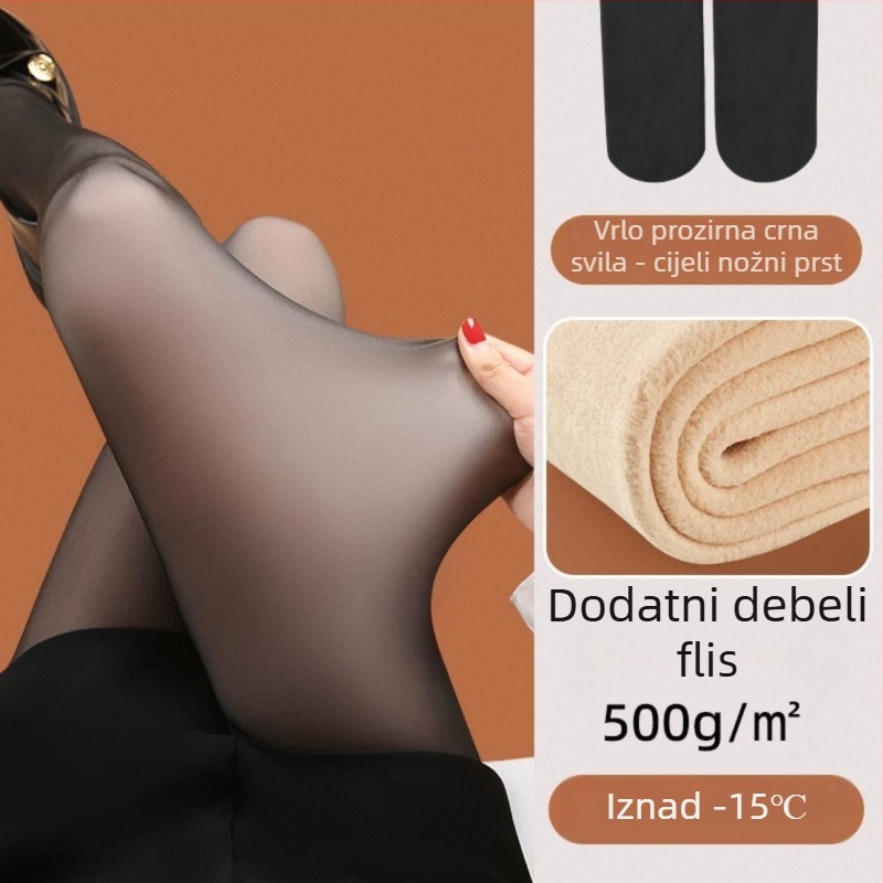 Visoko podignute ženske leggings od najlona - debeli, topli, oblikuju tijelo