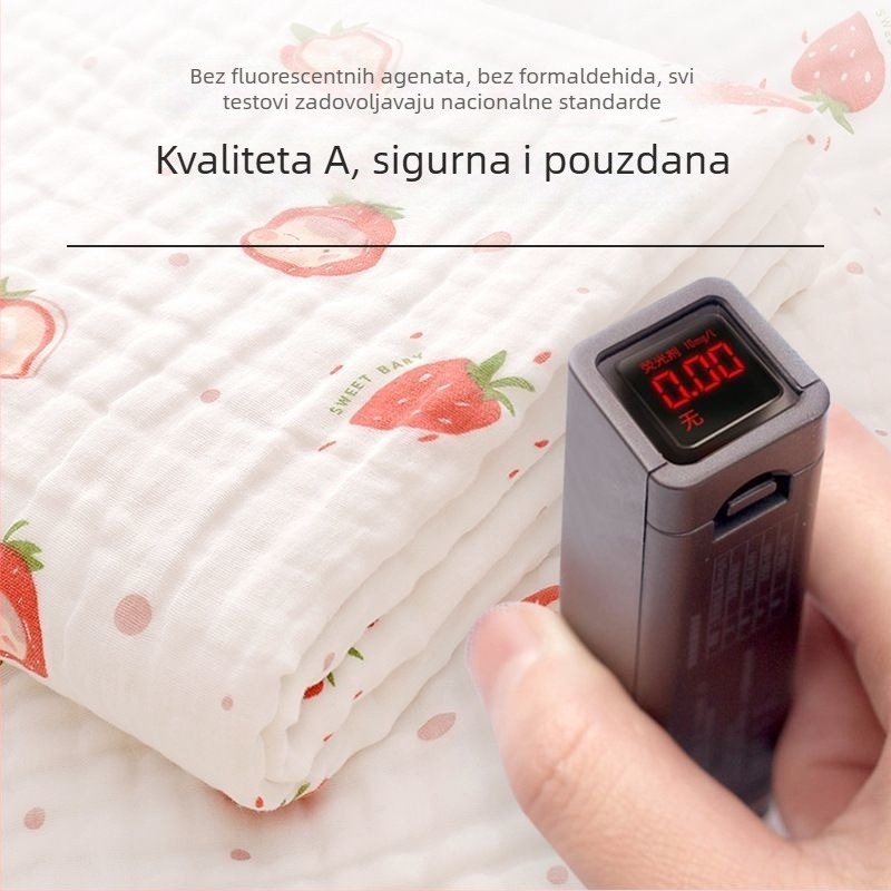 Šest slojeva pamučnog gaze dječji kupaći ručnik s uzorkom životinja, vrlo upijajući i mekan, za novorođenčad (0–12 mjeseci)