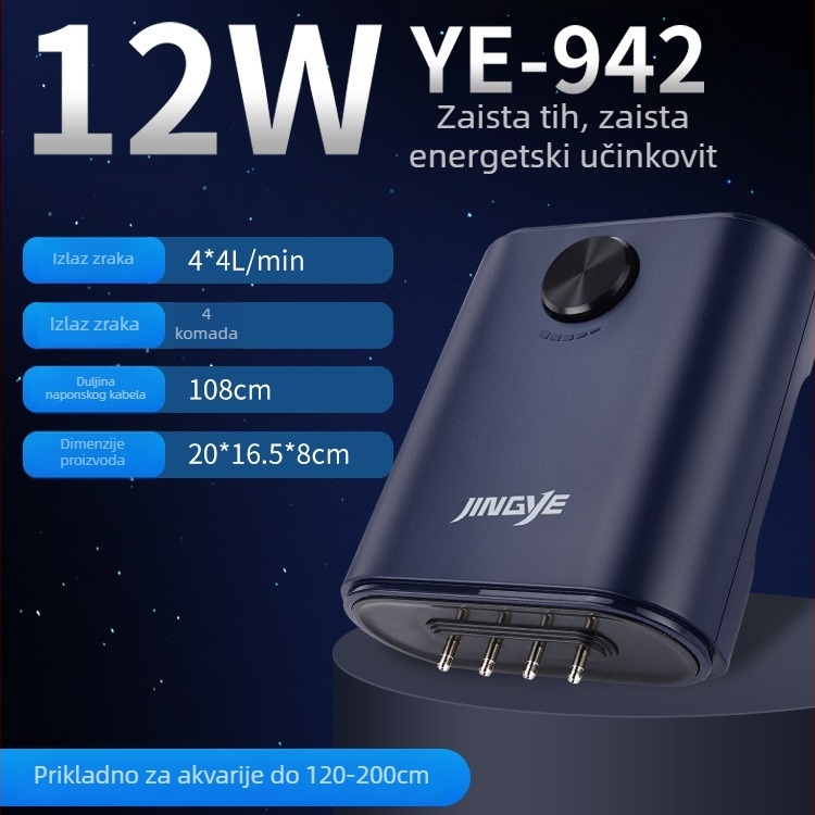 Jingye pumpa za oksigenaciju – za zlatne ribice, četveroglav aerator visokog protoka zraka, kućna vodena pumpa za akvarij, 1 kg