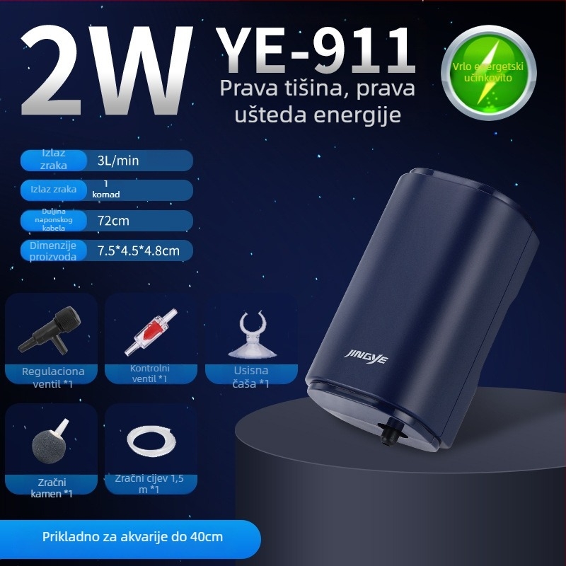 Jingye pumpa za oksigenaciju – za zlatne ribice, četveroglav aerator visokog protoka zraka, kućna vodena pumpa za akvarij, 1 kg