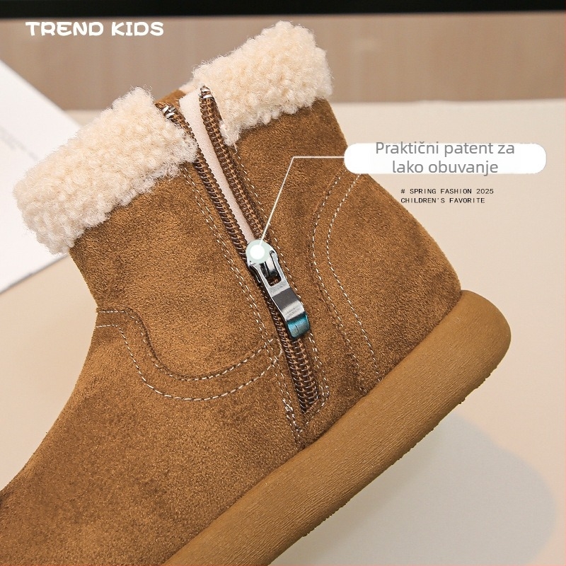 Djevojčice snježne čizme od umjetne kože; srednje visoko grlo; bočni zatvarač; PU uložak; PU potplat (Brand Bendi)