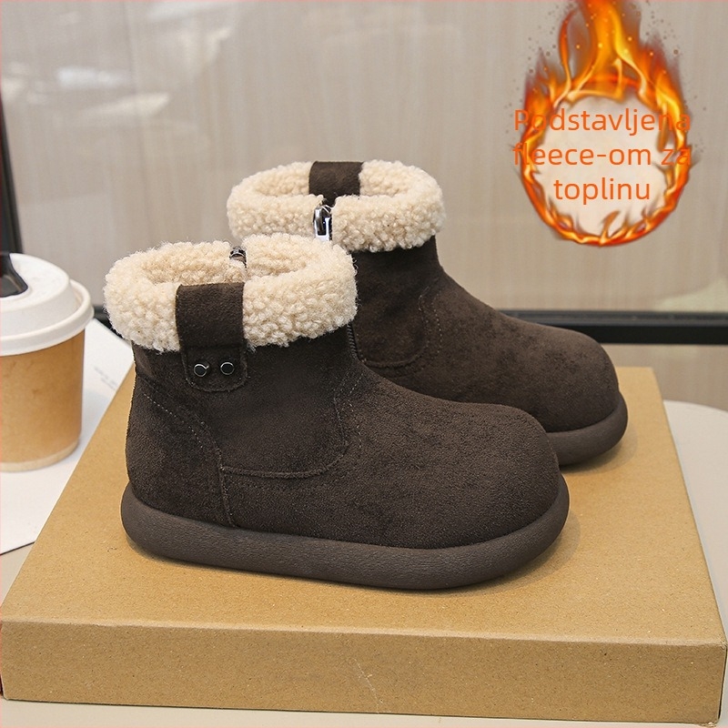Djevojčice snježne čizme od umjetne kože; srednje visoko grlo; bočni zatvarač; PU uložak; PU potplat (Brand Bendi)