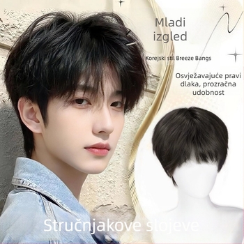 Muška perika od pravih ljudskih vlasi, potpuno ručno izrađena, model X01, povećava volumen i mijenja stil