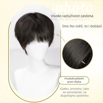 Muška perika od pravih ljudskih vlasi, potpuno ručno izrađena, model X01, povećava volumen i mijenja stil