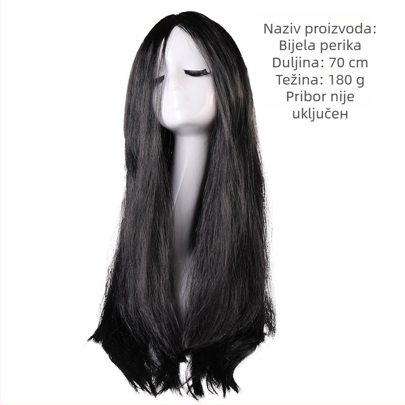 Prirodna duga ravna perika sa srednjim razdjelom i bangsom, model 212, domaće svile kose, cosplay dodatak
