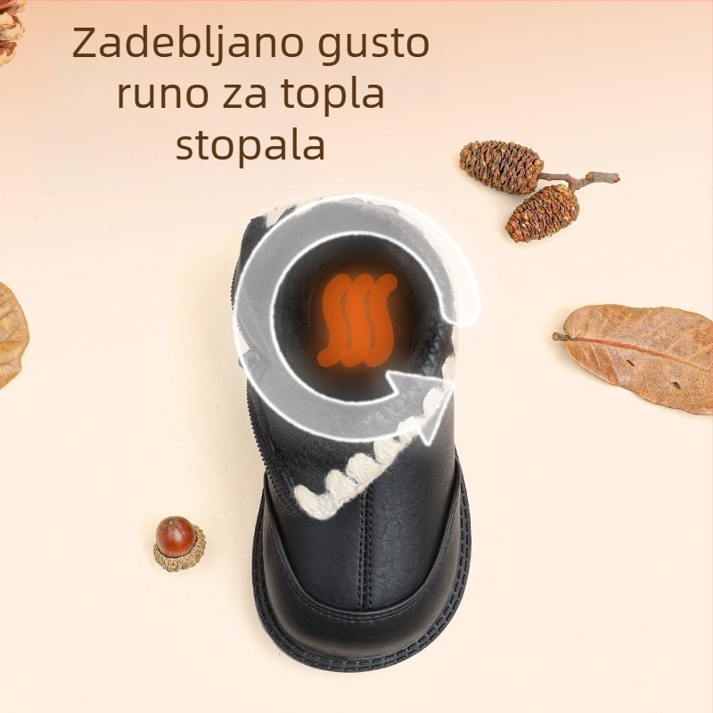 Dječje Martin čizme za zimu s flis podstavom, protuklizna gumena potplat, bočni zip, ojačan gornji dio, niski stražnji dio.