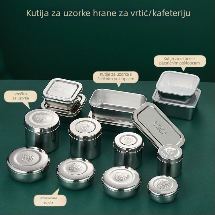 Kutija za uzorke od nehrđajućeg čelika 304, okrugla, mikrovalna sigurna, 500 komada