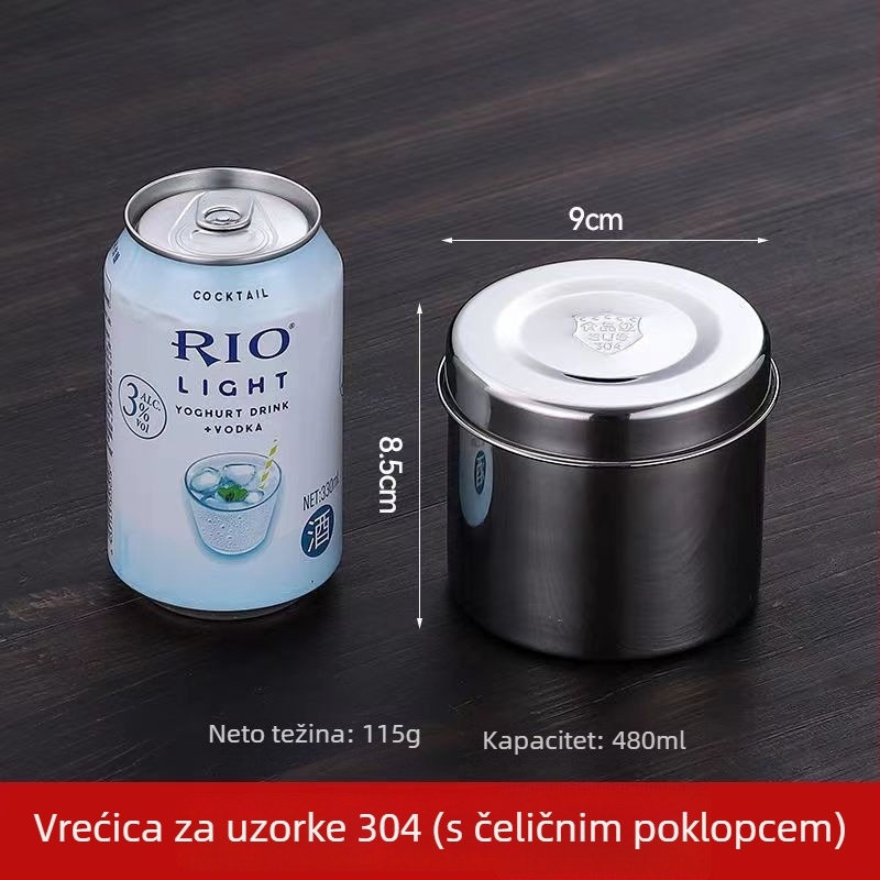 Kutija za uzorke od nehrđajućeg čelika 304, okrugla, mikrovalna sigurna, 500 komada