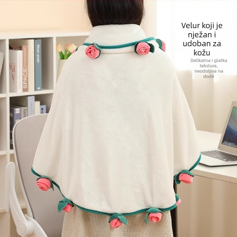 Flanel deka s ružnim uzorkom | Korištenje tijekom cijele godine, 300–500 g poliestera, Flanel deka, Stil: Novi kineski stil