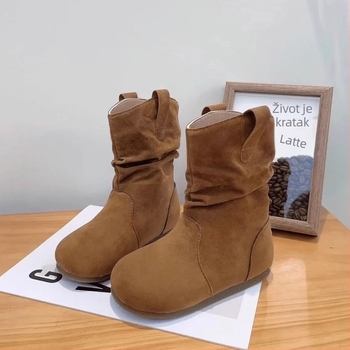 Cizme za djevojčice - Nubuk koža, gumeni potplat, niski otvor čizme, EVA ulošak, Vintage stil