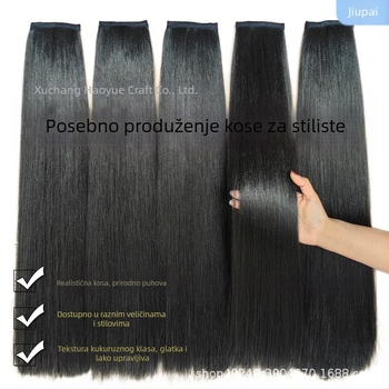 Hanfu wig, jednopartska ravna kosa, stil drevnog kostima, vlakna otporna na visoke temperature, nije pogodno za vruće bojanje