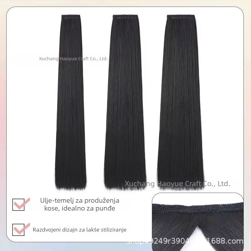 Hanfu wig, jednopartska ravna kosa, stil drevnog kostima, vlakna otporna na visoke temperature, nije pogodno za vruće bojanje
