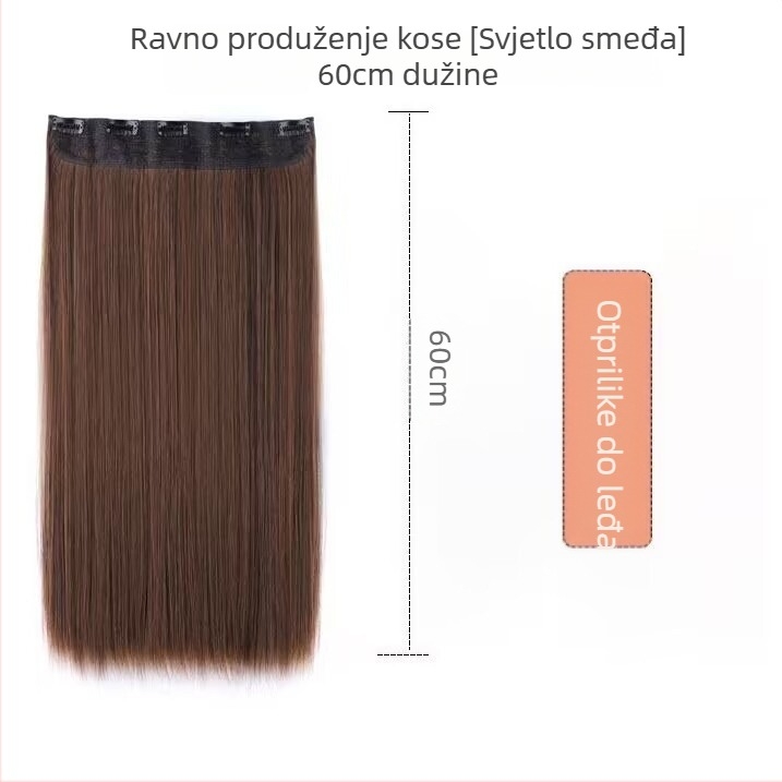 Klip-in nadoknada za kosu za žene, petdijelni set, prirodan ravni izgled, vlakna otporna na visoke temperature