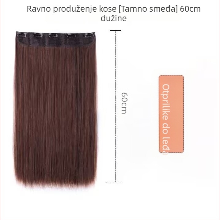 Klip-in nadoknada za kosu za žene, petdijelni set, prirodan ravni izgled, vlakna otporna na visoke temperature