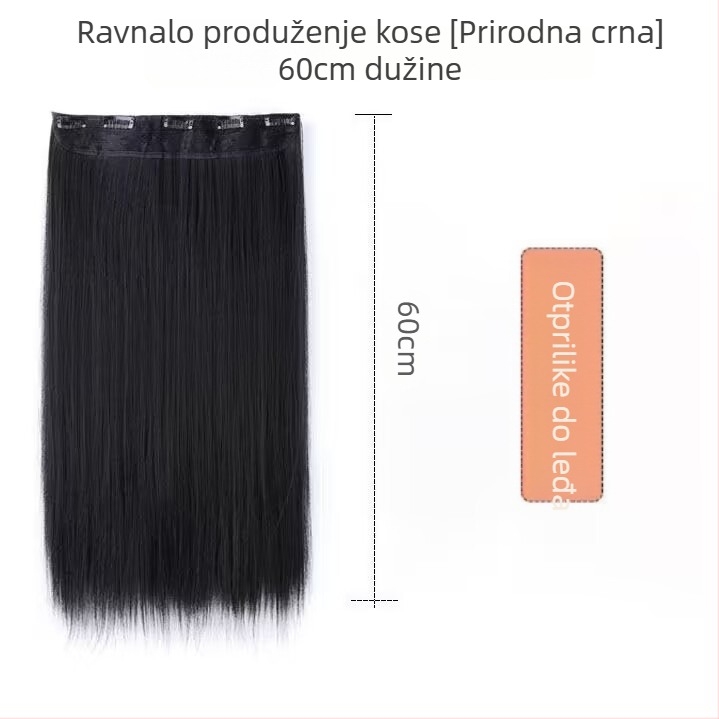 Klip-in nadoknada za kosu za žene, petdijelni set, prirodan ravni izgled, vlakna otporna na visoke temperature