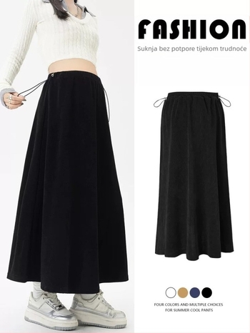 Trudnička A‑line midi suknja, poliester s elastanom, otporna na nabore