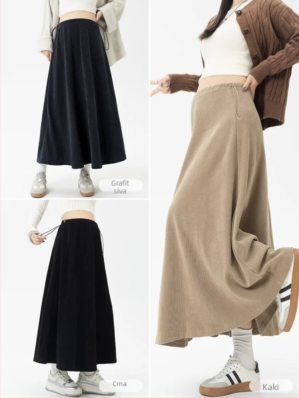 Trudnička A‑line midi suknja, poliester s elastanom, otporna na nabore