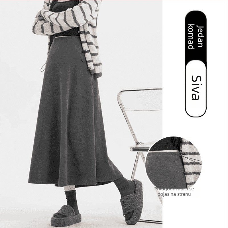 Trudnička A‑line midi suknja, poliester s elastanom, otporna na nabore