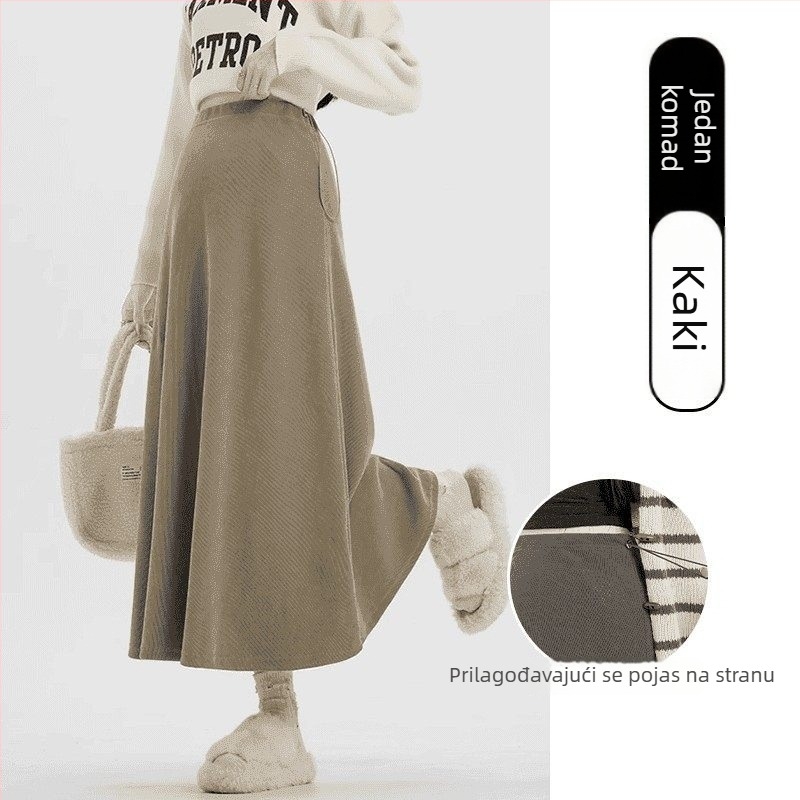 Trudnička A‑line midi suknja, poliester s elastanom, otporna na nabore