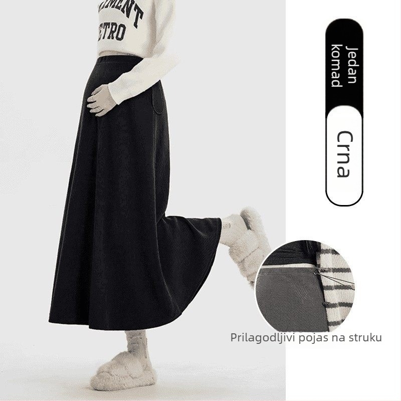 Trudnička A‑line midi suknja, poliester s elastanom, otporna na nabore