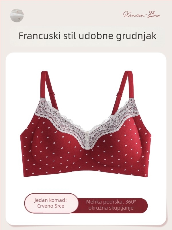 Bešiv set grudnjaka s čipkastim cvjetnim uzorkom, 3/4 košarica, čista pamuk s elastanom, podizanje i skupljanje, stražnje tri redova kukica, fiksne dvostruke naramenice