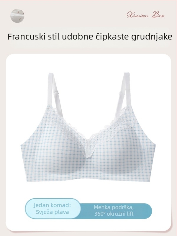 Bešiv set grudnjaka s čipkastim cvjetnim uzorkom, 3/4 košarica, čista pamuk s elastanom, podizanje i skupljanje, stražnje tri redova kukica, fiksne dvostruke naramenice