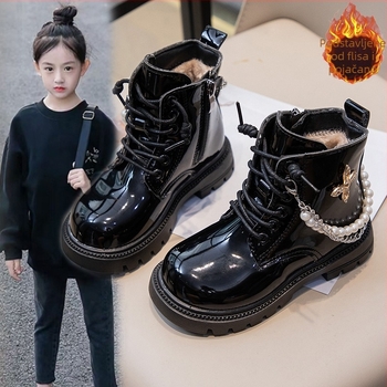 Dječje Martin čizme s fleece unutrašnjosti, bočni zip, gornji dio od sintetičke kože, vodootporne, visina gležnja, zima 2024