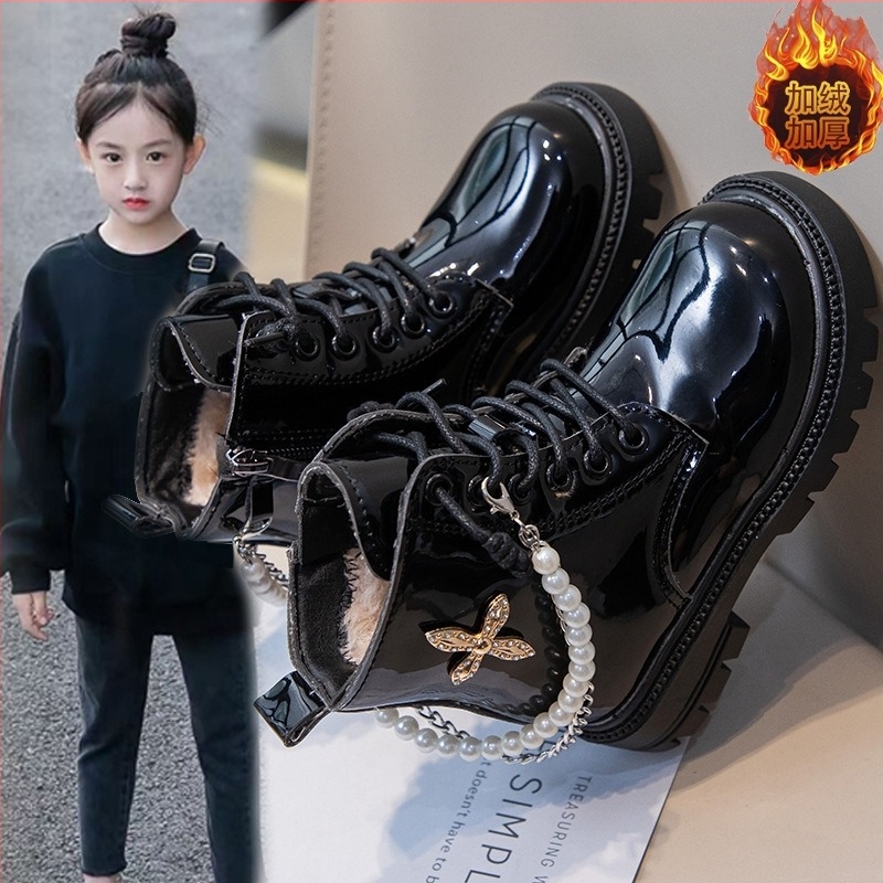 Dječje Martin čizme s fleece unutrašnjosti, bočni zip, gornji dio od sintetičke kože, vodootporne, visina gležnja, zima 2024