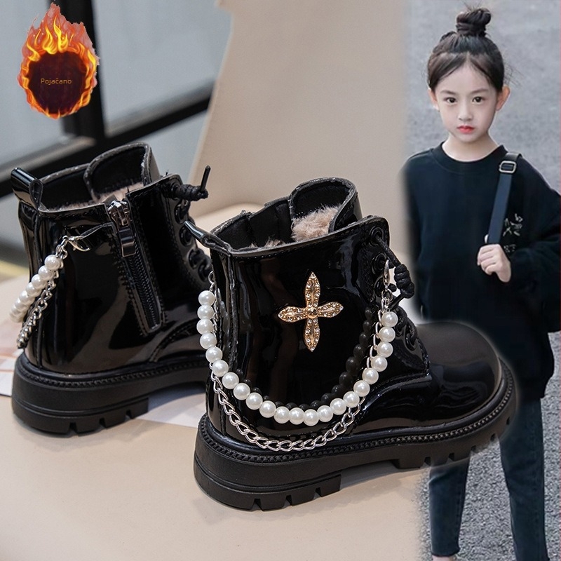 Dječje Martin čizme s fleece unutrašnjosti, bočni zip, gornji dio od sintetičke kože, vodootporne, visina gležnja, zima 2024