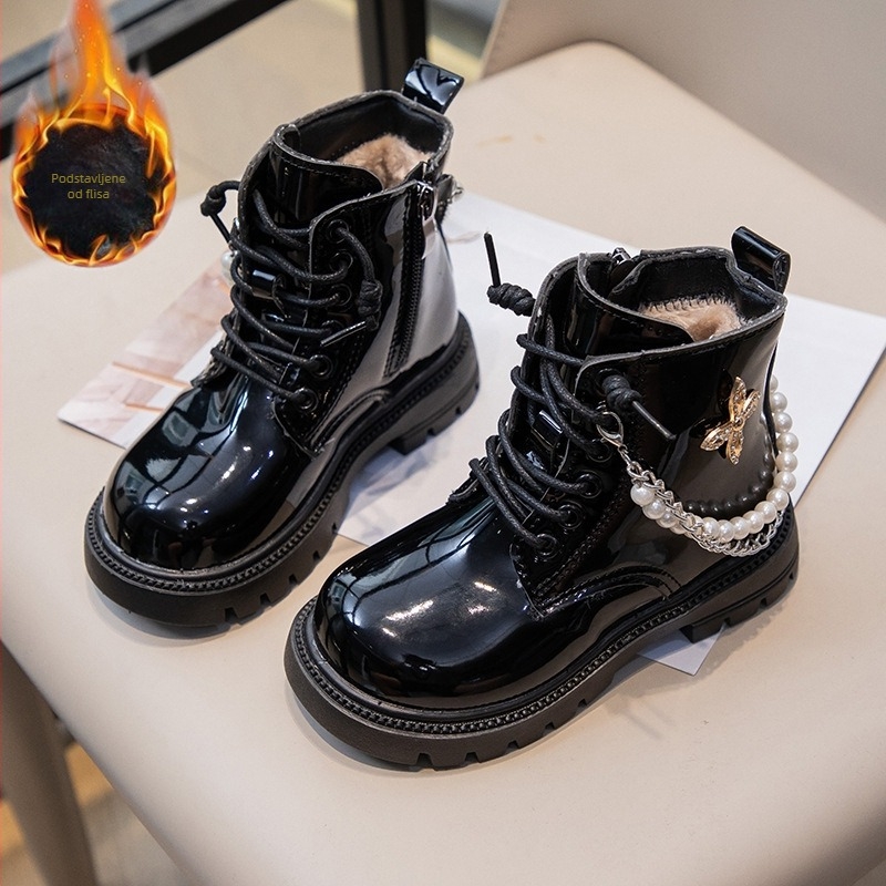 Dječje Martin čizme s fleece unutrašnjosti, bočni zip, gornji dio od sintetičke kože, vodootporne, visina gležnja, zima 2024