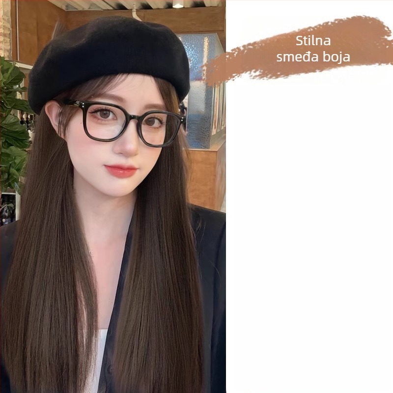 Otklonjiva beret-paruka za žene, duga kosa kovrčava, korejski stil, vlakna otporna na toplinu