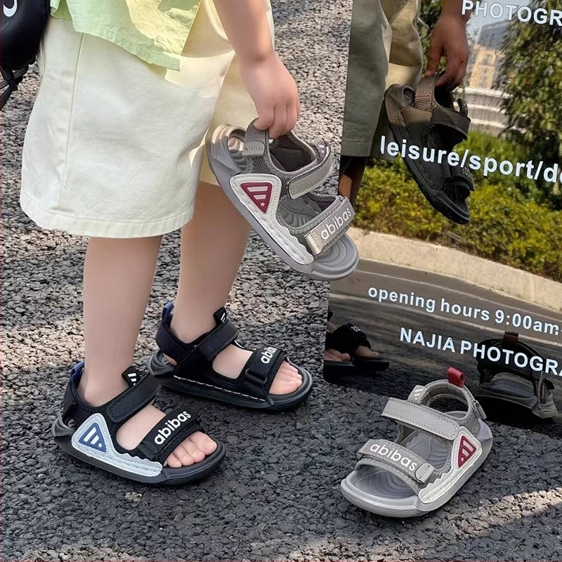 Unisex dječje sandale za plažu s umjetnom kožom gornjeg dijela, Velcro zatvarač, gumena potplat, za uzrast 4–16 godina, ljeto 2025