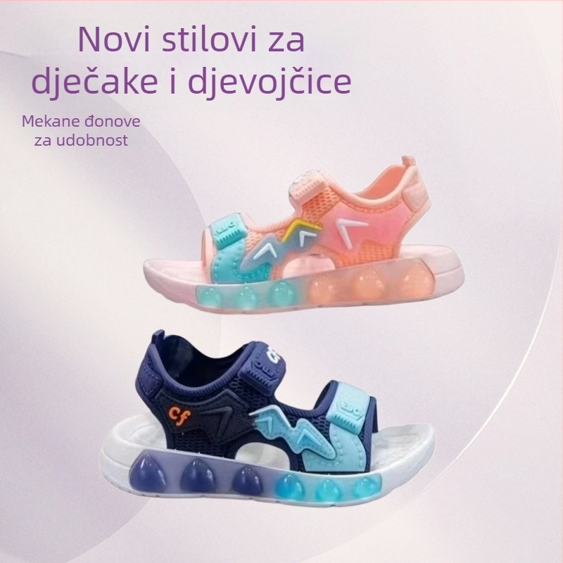 Sportske sandale za dječake, gornji dio od PVC-a, gumena potplata, zatvaranje na Velcro, uzrasta 4–16 godina, proljeće 2025.