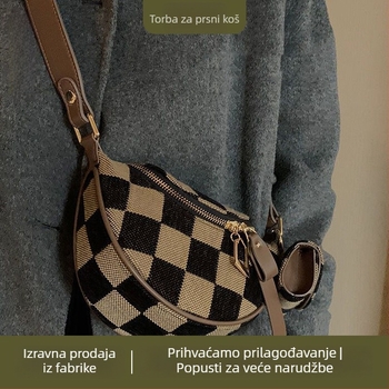 CHOVANT SJ-40 platnena torba za prsa, u obliku knedle, zatvarač, poliester podstava, skrivene unutarnje džep
