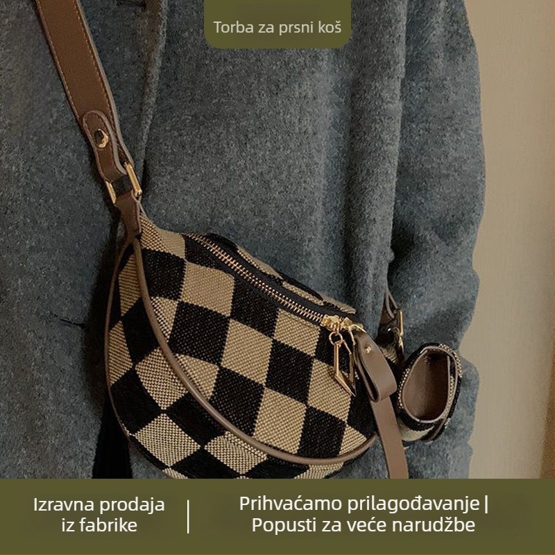 CHOVANT SJ-40 platnena torba za prsa, u obliku knedle, zatvarač, poliester podstava, skrivene unutarnje džep