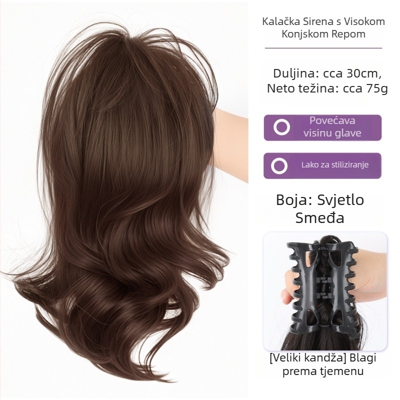 Perika s kovrčavim repom i clip-in, termički otporne sintetičke vlasi, nije obojiva, model Curly Ponytail, podrijetlo Henan