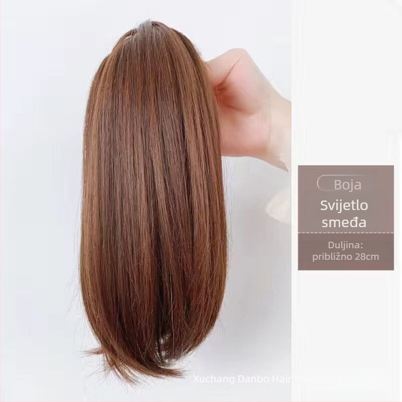 Clip-in ponytail s unutarnjim mehanizmom gumba, kosa od visokotemperaturnog svile, nije pogodno za bojanje ili uvijanje, 80 g