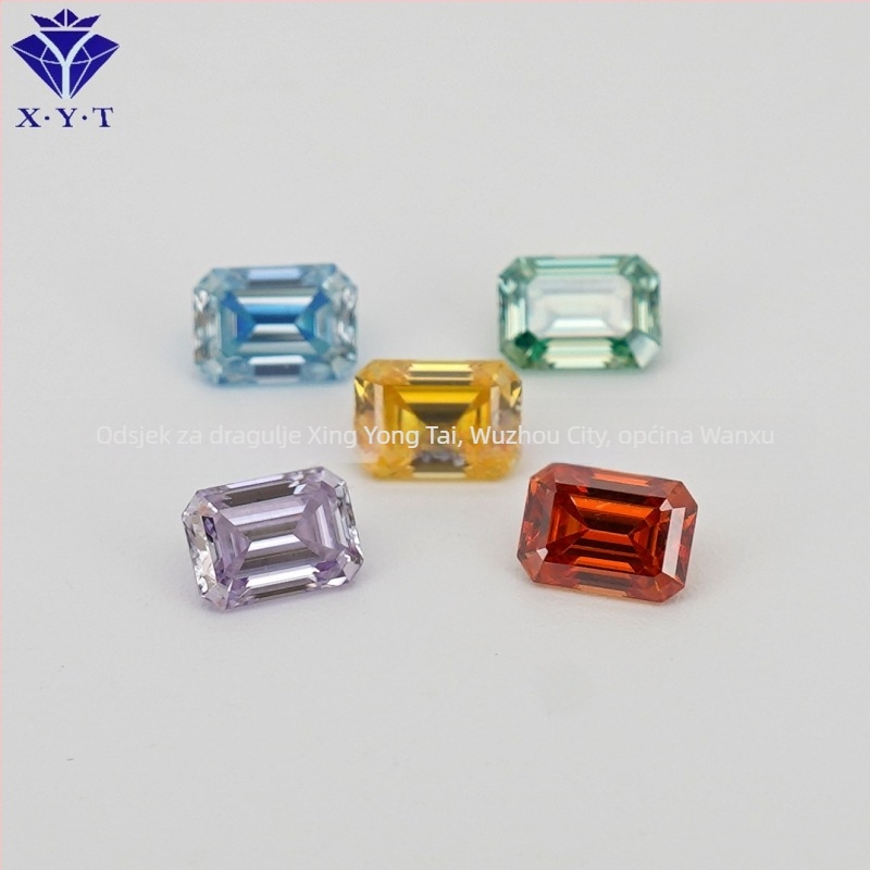 Xing Yong Tai Moissanite emerald-cut pravokutni slobodni kamen, čistoća VVS, poliran, umjetni dragulj