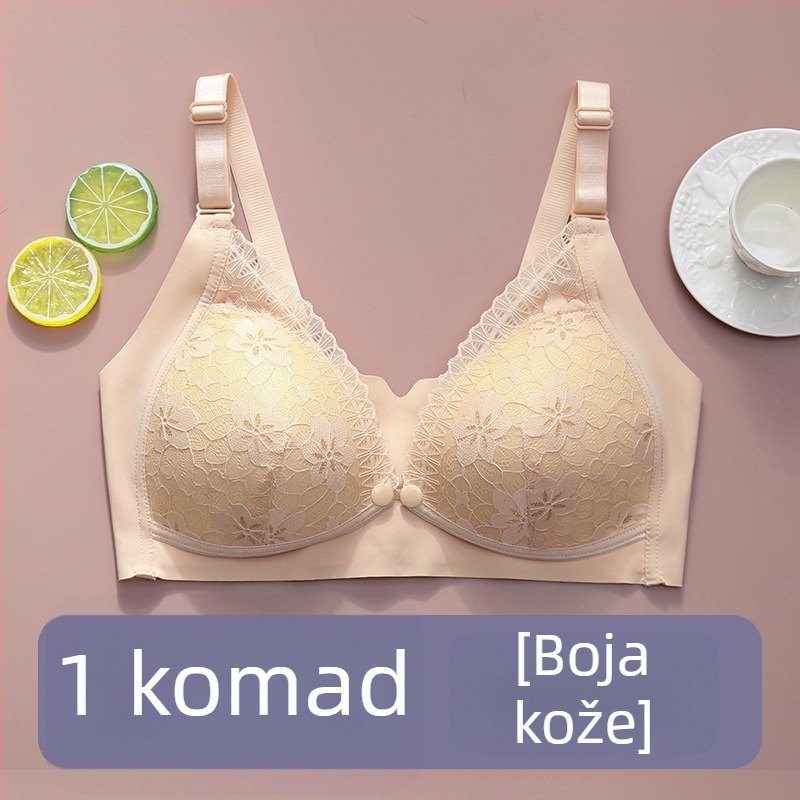 Grudnjak za dojenje od najlona, tanke oblikovane košarice, fiksne dvostruke naramenice, čipkasti rub, za dojenje