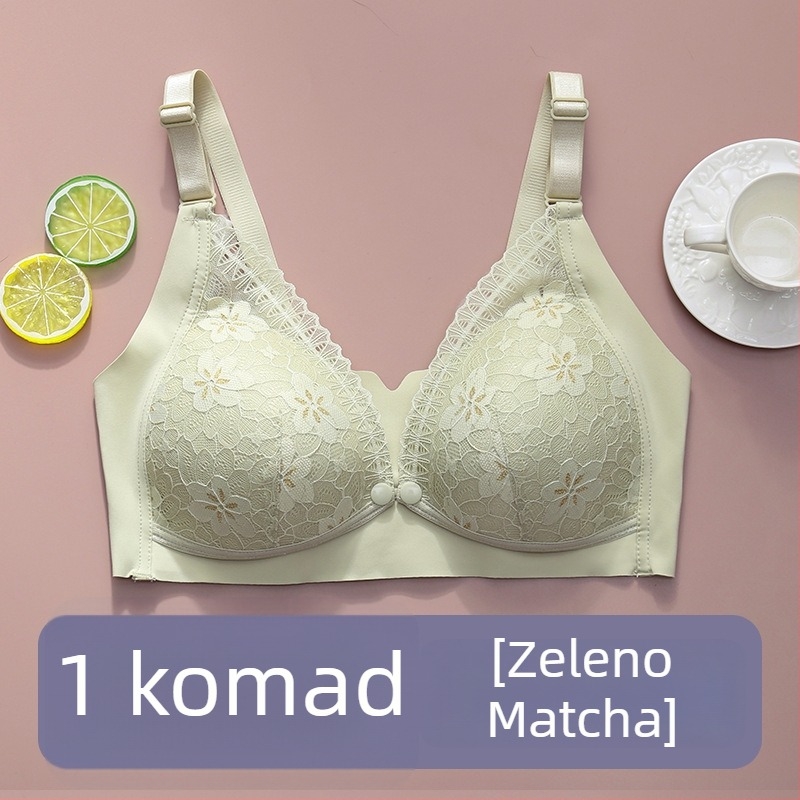 Grudnjak za dojenje od najlona, tanke oblikovane košarice, fiksne dvostruke naramenice, čipkasti rub, za dojenje